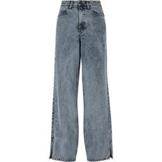 Urban Classics Dam Jeans Urban Classics dam breda ben slit denim byxor, Bläckblå tvättad
