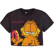 11-12 Years, Black/Orange Garfield Girls Crop T-Shirt