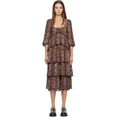 Viscose Dresses Ganni Brown Printed Midi Dress DK