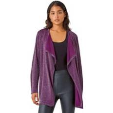 Morado Cárdigans Roman Shimmer Waterfall Stretch Cardigan Aubergine