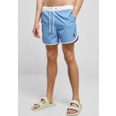 Badeshorts Badehosen Urban Classics Retro White/Horizonblue Board Shorts Blau