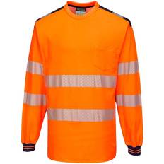 Clothing Portwest PW3 Hi-Vis Long Sleeve T-Shirt - Orange/Navy