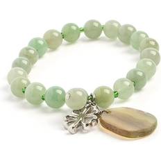 Natural Bracelets John Bead Semi-Precious Aventurine Natural Green Gemstone Bracelet with Agate & Clover Charm