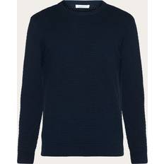 Knowledge Cotton Apparel Hauts Knowledge Cotton Apparel Bubble Knit Crew Neck Total Eclips - Dark Blue