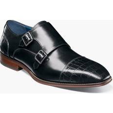 Chukka Boots Stacy Adams Shoes Pierson Cap Toe Double Monk Strap Black