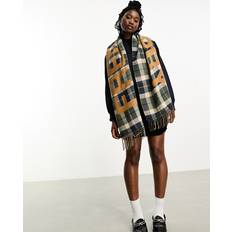 Fred Perry Unisex Scarfs Fred Perry Unisex Check Large Logo Scarf - Brown