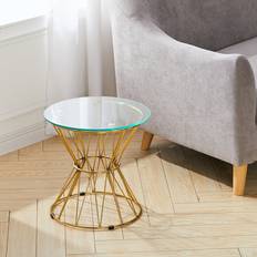 Transparent Coffee Tables LivingAndHome Clear Round Tempered Glass Side Coffee Table