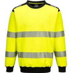 Clothing Portwest PW3 Hi-Vis Crew Neck Sweatshirt PW379 Yellow/Black Colour: