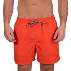 Men - Turquoise Swimwear Plain Swim Shorts Red