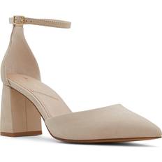 Aldo Beige Heels & Pumps Aldo Jan Pump Women's Taupe Nubuck Pumps Ankle Strap Block