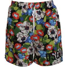 Floral - Man Swimwear DSquared2 Mens Colourful Floral All-Over Design Green Swim Shorts