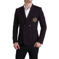 Men - Purple Blazers Dolce & Gabbana Purple Logo Embroidery Breasted Blazer IT48