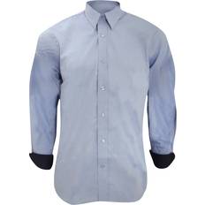 Long - Woman Shirts Kustom Kit Long Sleeve Contrast Premium Oxford Shirt Light Blue