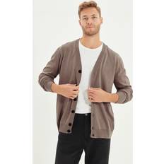 Brown - Men Cardigans Trendyol Collection Collection Strickjacke Braun Slim Fit für Herren