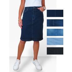 Paulo Due Stretch Denim Knee Length Skirt Dark Indigo