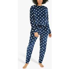 Blue Pyjamas Yumi Womens Navy Spot Super Soft Fleece Pyjamas