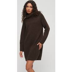 Poliamida Vestidos Superdry Rib Knit Roll-Neck Jumper Dress, Coffee Bean Brown