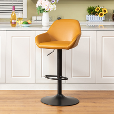 GlitzHome Mid-Century Modern Leatherette Gaslift Bar Stool