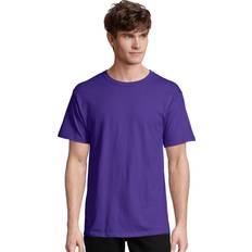 Hanes T-shirt för män, Essential-T bomull T-shirt 4-pack, Best Short Sleeve T-shirt, supermjuk bomull, multipack, Lila