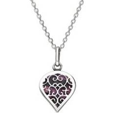 White Gold Necklaces C. W. Sellors 18ct White Gold Blue John Flore Filigree Heart Necklace
