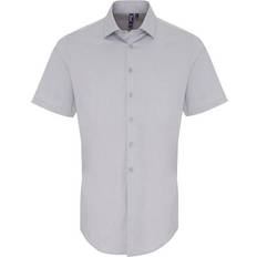 Premier Stretch Fit Poplin Short Sleeve Shirt Silver