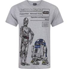 Clothing Star Wars Mens C-3PO And R2-D2 T-Shirt Grey