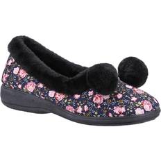 TPR Pantofole Fleet & Foster 4 UK, Black Womens/Ladies Goldfinch Floral Slippers