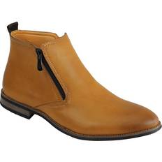 Xposed 44, Brown Mens Chelsea Boots Retro Classic Low Ankle Zip Smart Casual Shoes Sizes