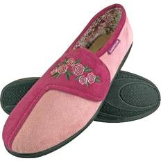 Dunlop Women Trainers Dunlop Adjustable Wide Fit Memory Foam Floral Slippers Pink