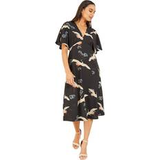 Midi Dresses Yumi Crane Print Midi Dress, Black/Multi