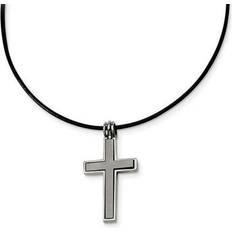 Leather Necklaces J Brand in. Titanium Leather Cord Cross Necklace