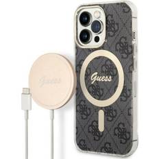 Guess Zestaw GUBPP13XH4EACSK Case Charger iPhone 13 Pro Max czarny/black hard case 4G Print MagSafe