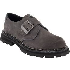 Gray - Men Monks Karl Lagerfeld Paris Men's Suede Single Strap Buckle Monk Shoes Grey