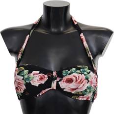 Dolce & Gabbana Women Bikini Tops Dolce & Gabbana Black Roses Print Swimsuit Beachwear Bikini Women's Tops