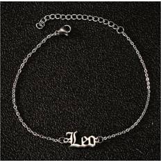 With Clasp Anklets Mascot Anklet-Leo steel -1pcs,Zodiac Anklet for Women Stainless Steel Old English Zodiac Letter Anklet Bracelet for Women