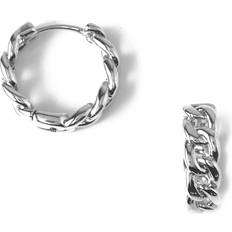 Orelia Chain Huggie Hoop Earrings Silver