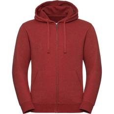 Hoodies - Multicoloured Jumpers Russell Mens Authentic Melange Zip Hoodie Brick Red Melange