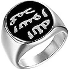 316L Titanium Steel Muslim Män Signet Ring For Män Islam Arab Gud Messenger Black Gold Band Quran Middle Ring Color Silver, 11