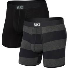 Saxx 2-Pack Vibe Graphite Rugby Boxer Briefs, Grey/Black