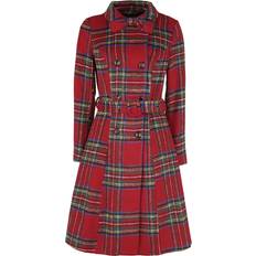 Rosso Cappotti Rockabilly di Voodoo Vixen - Margaret Red Plaid Coat with Removable Bow - Multicolore