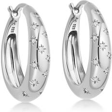 Astley Clarke Silver Celestial Tiny Star Hoop Earrings