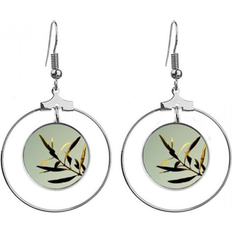 Beige Earrings Nature Picture Simpol Earrings Dangle Hoop Jewelry Drop Circle