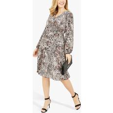 Midi Dresses - Paisley Yumi Brown Animal Paisley Wrap Pleated Dress