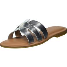 Damen - Silbrig Slides The Drop Damen Monika Flat H-band Slide Sandal, Silber, Gr