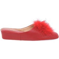 Charles Clinkard 'Pom Pom II' Leather Slippers Red