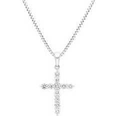 White Gold Charms & Pendants C W Sellors 18ct White Gold 0.50ct Diamond Cross Pendant White Gold