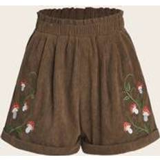 Shein 3XL Shorts Shein Plus Mushroom Embroidery Corduroy Shorts