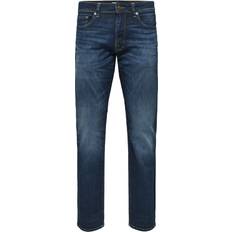 Selected Homme Herr Jeans Selected Homme Mörk Tvätt Straight Fit-jeans Blå