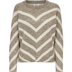 Dam - Multifärgade Tröjor Only Eliza L/S Pullover Knit Mermaid Stripe:White
