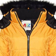 A2Z Kids 13 Years Kids Girls Jacket Mustard Cropped Padded Puffer Bubble Fur Collar Warm Coat 3-13 Yellow 13-14yrs
